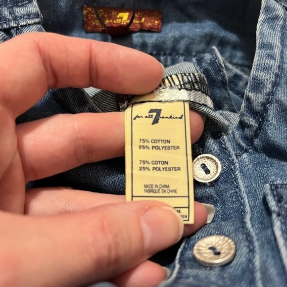 7 For All Mankind Little Girls Denim Button Up Tie Waist Romper Size 5 - Picture 6 of 7